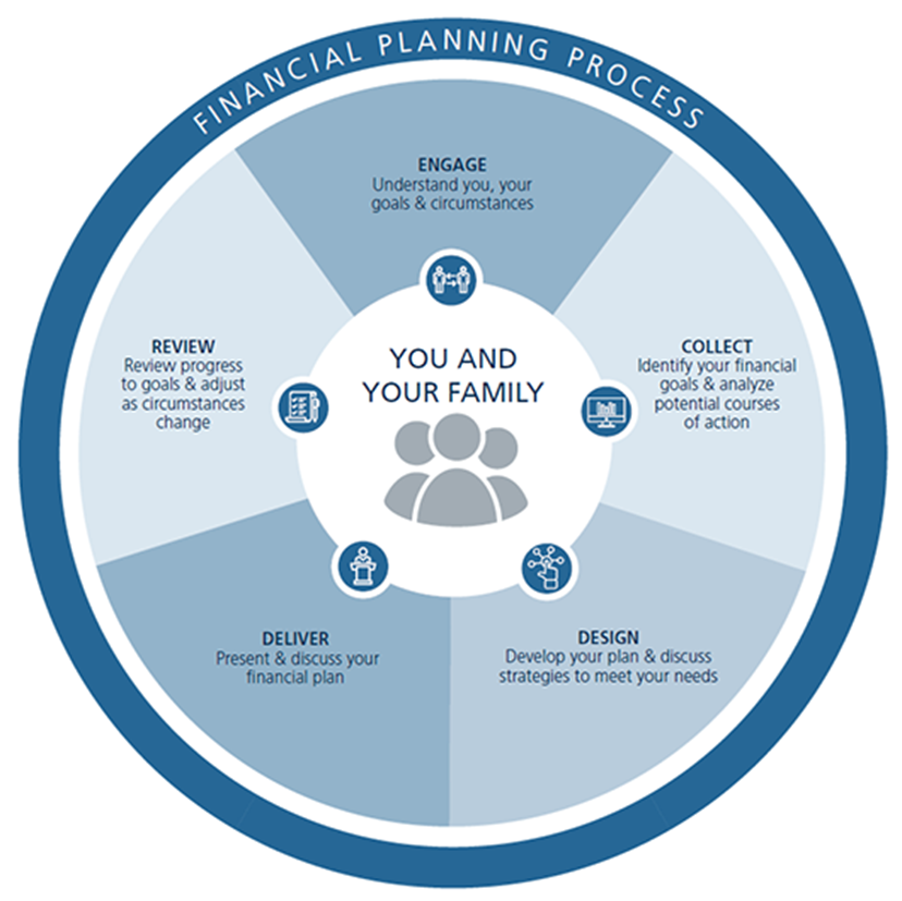 Pie chart of the financial planning process.
